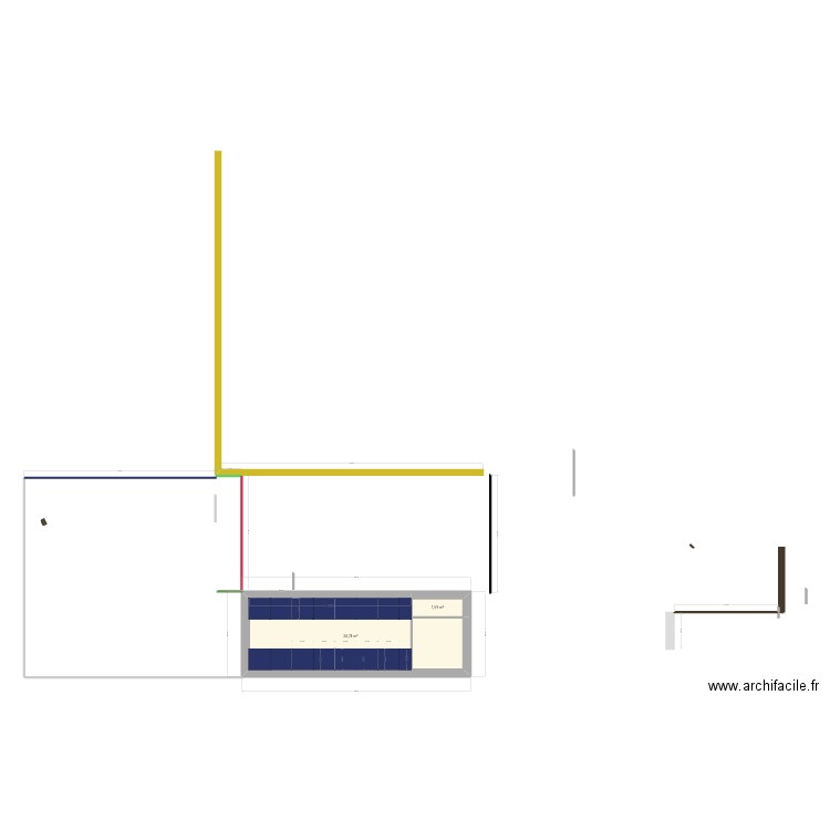 Piscine . Plan de 2 pièces et 26 m2