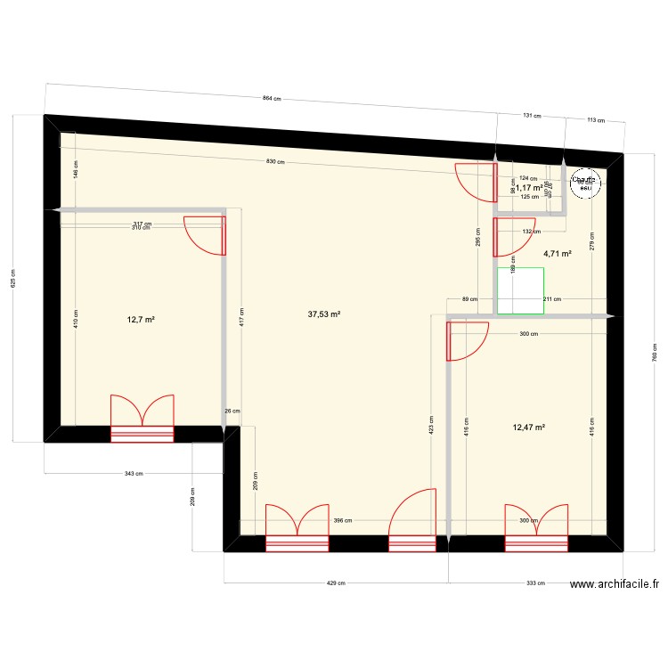 Sevran RDC. Plan de 5 pièces et 69 m2