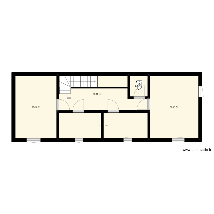 etage. Plan de 5 pièces et 59 m2