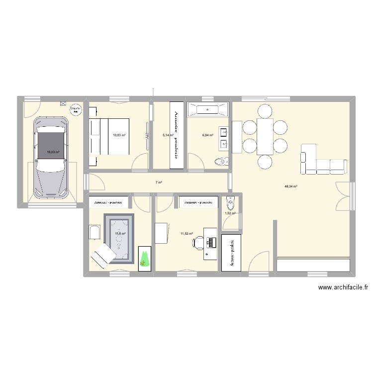 Maison cruscade. Plan de 9 pièces et 117 m2