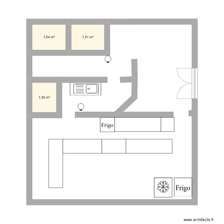 LFJO. Plan de 3 pièces et 5 m2