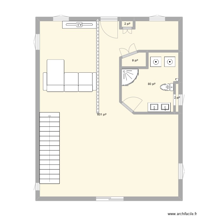 maison rdc. Plan de 5 pièces et 65 m2