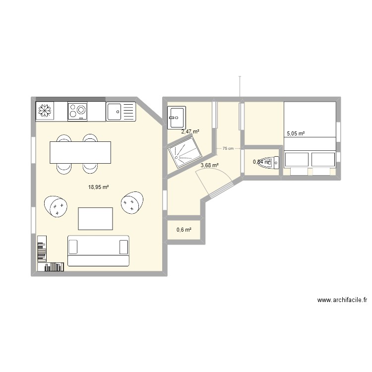 Marx Dormoy 5. Plan de 6 pièces et 32 m2