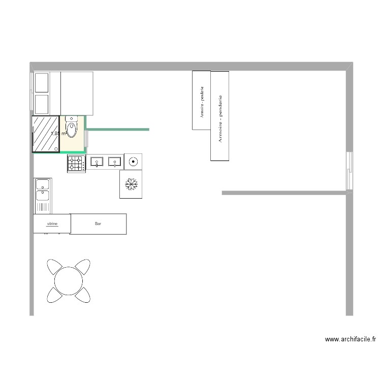 plan version1. Plan de 1 pièce et 2 m2