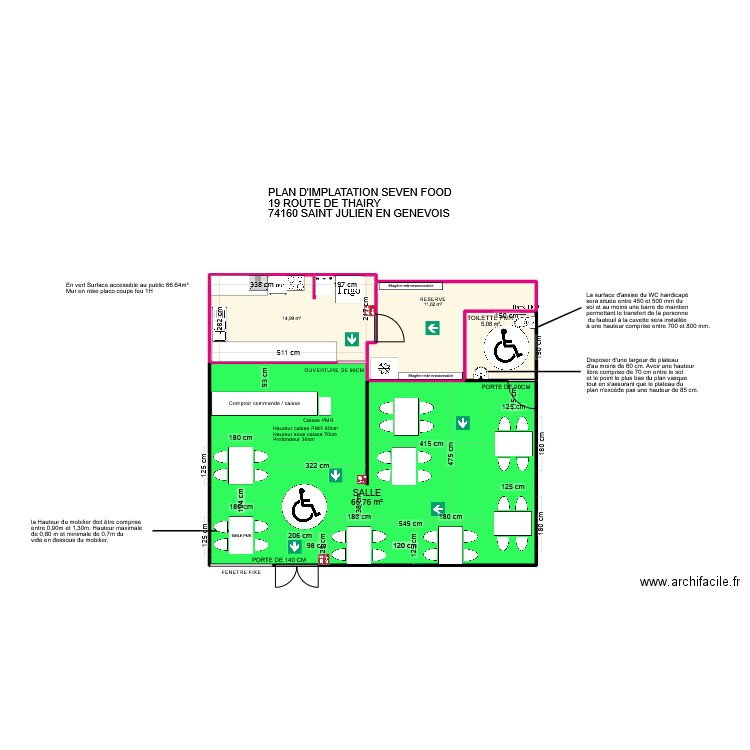 PLAN D'IMPLATATION SEVEN FOOD. Plan de 4 pièces et 98 m2