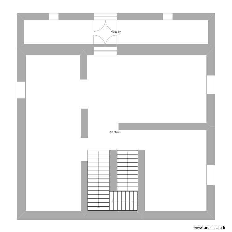 sous sol. Plan de 2 pièces et 116 m2