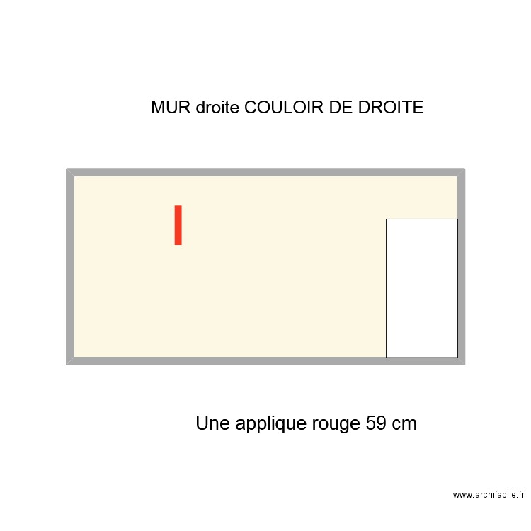 mur gauche couloir droite. Plan de 1 pièce et 14 m2