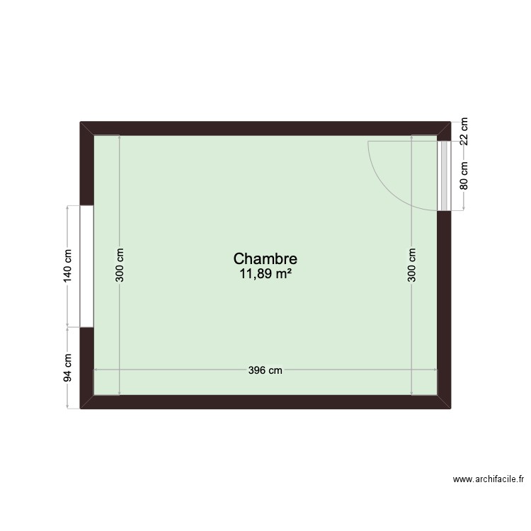 CHAMBRE. Plan de 1 pièce et 12 m2