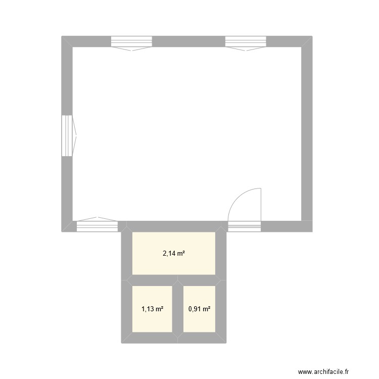 salle de bain. Plan de 3 pièces et 4 m2