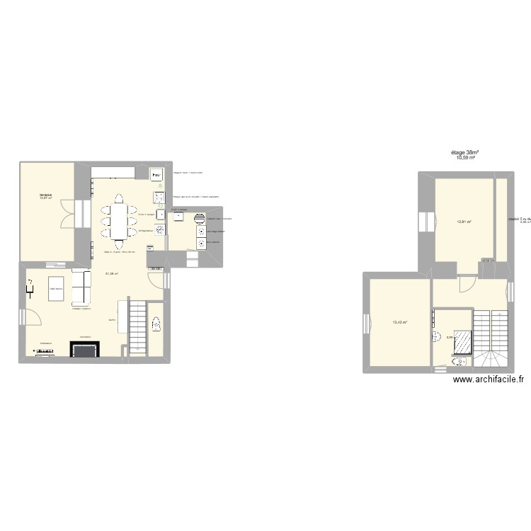 maison bas cote fini. Plan de 8 pièces et 110 m2