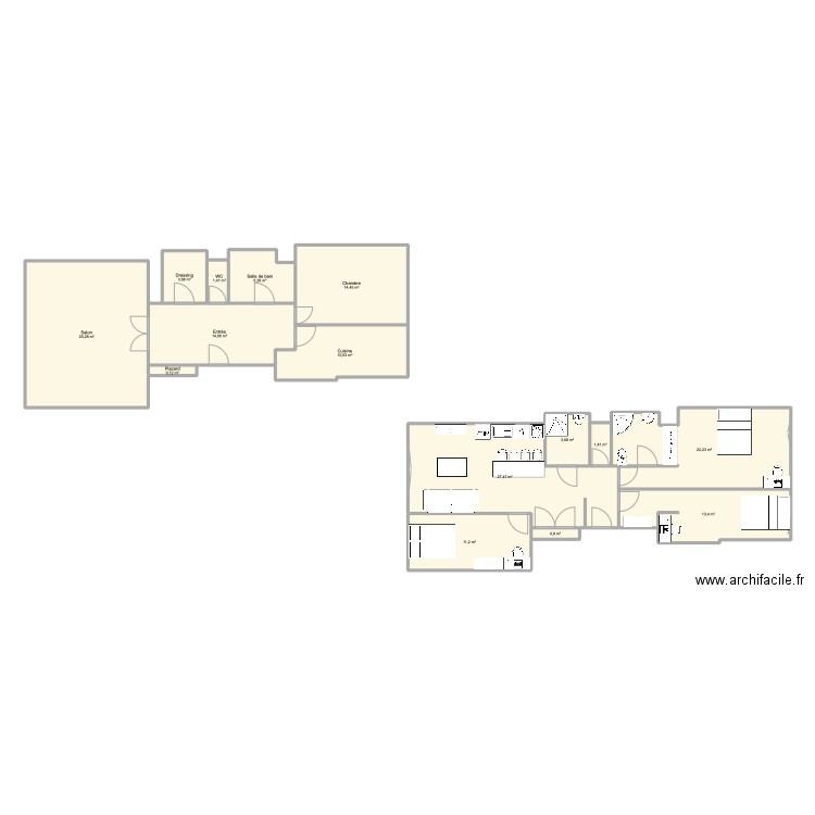 Lyon T2. Plan de 15 pièces et 160 m2