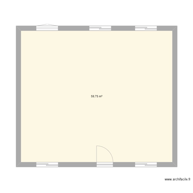 rdc . Plan de 1 pièce et 60 m2