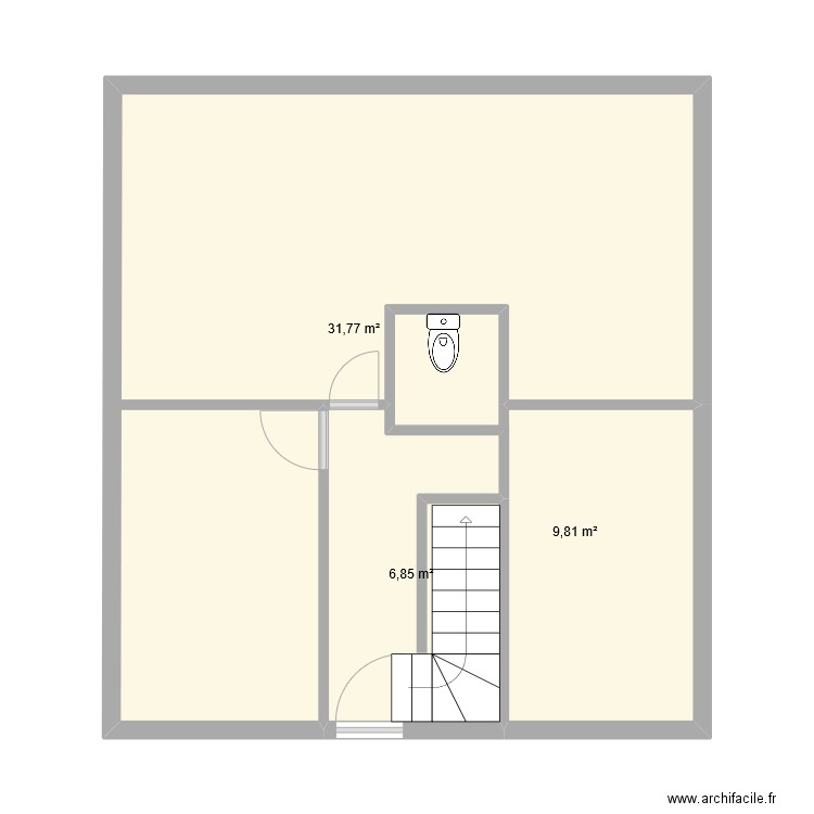 rdc doreau. Plan de 3 pièces et 48 m2