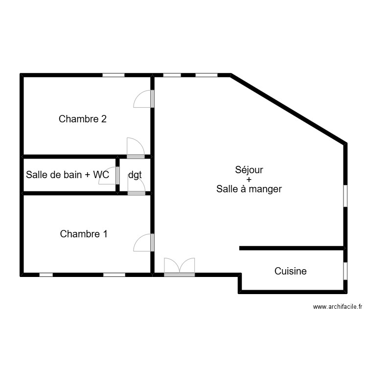 LECLERCQ. Plan de 5 pièces et 126 m2