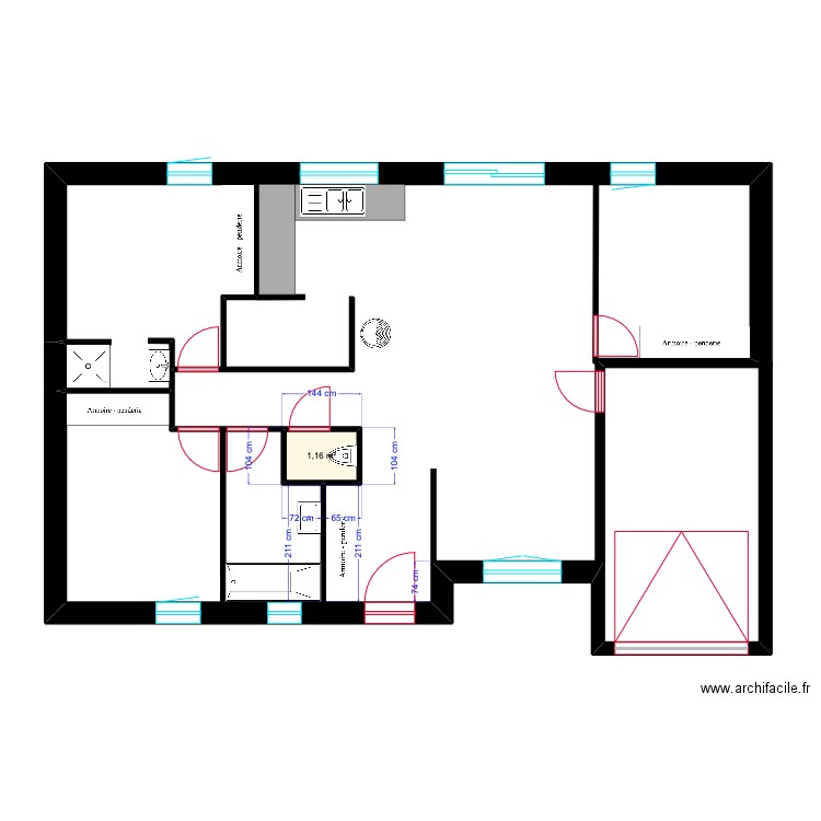 Maison BARAUD 2. Plan de 1 pièce et 1 m2