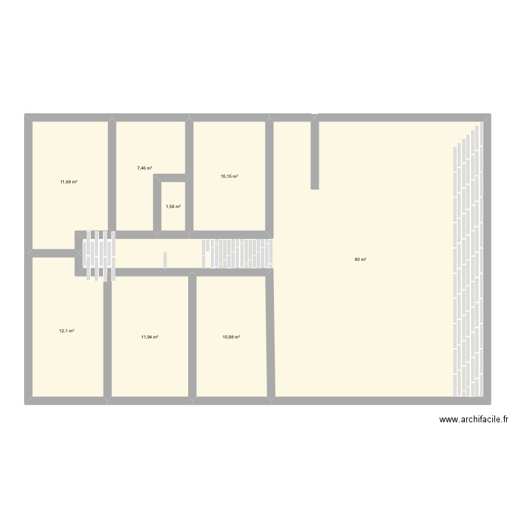 Carrelage. Plan de 8 pièces et 146 m2