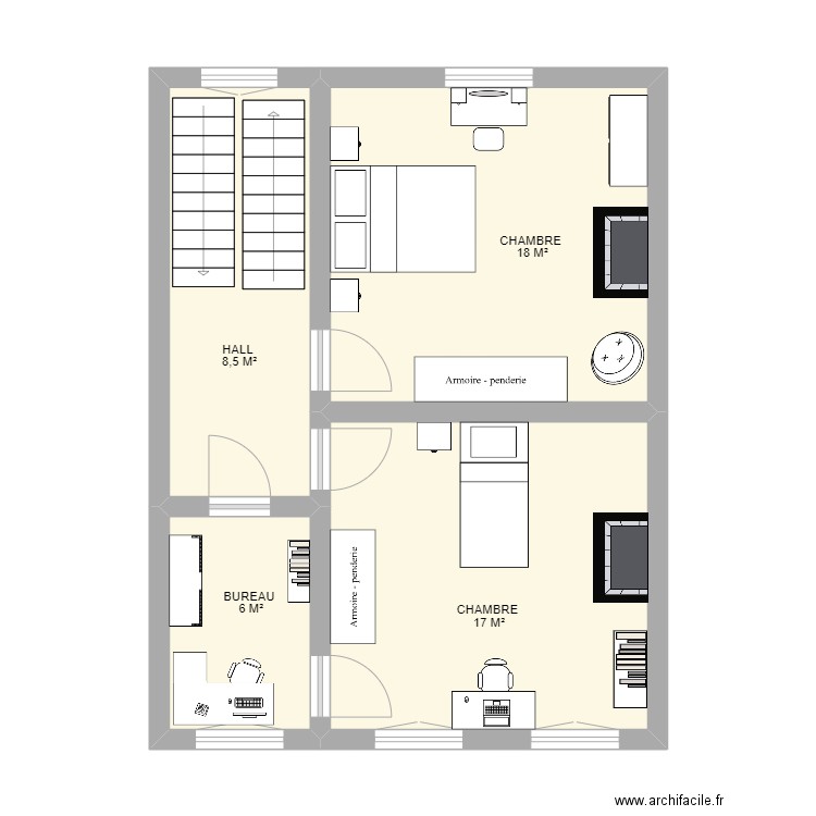 1er ETAGE GALLAIT. Plan de 4 pièces et 48 m2