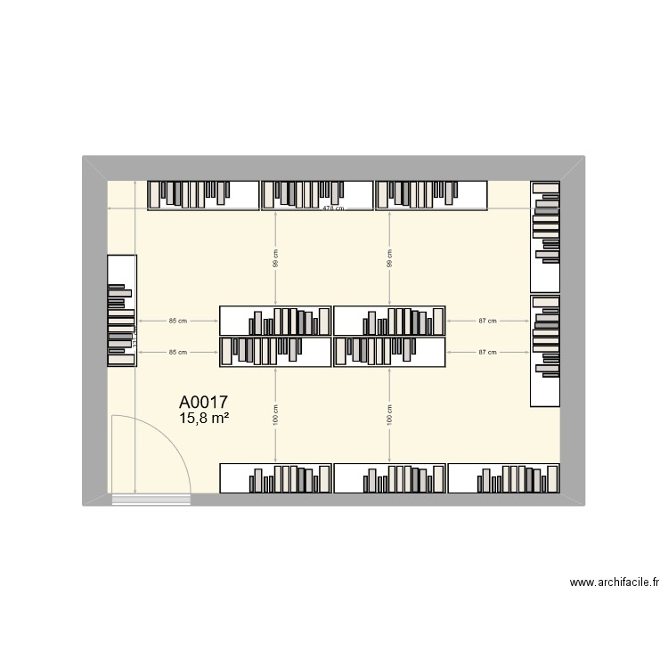 INSEE A0017. Plan de 1 pièce et 16 m2