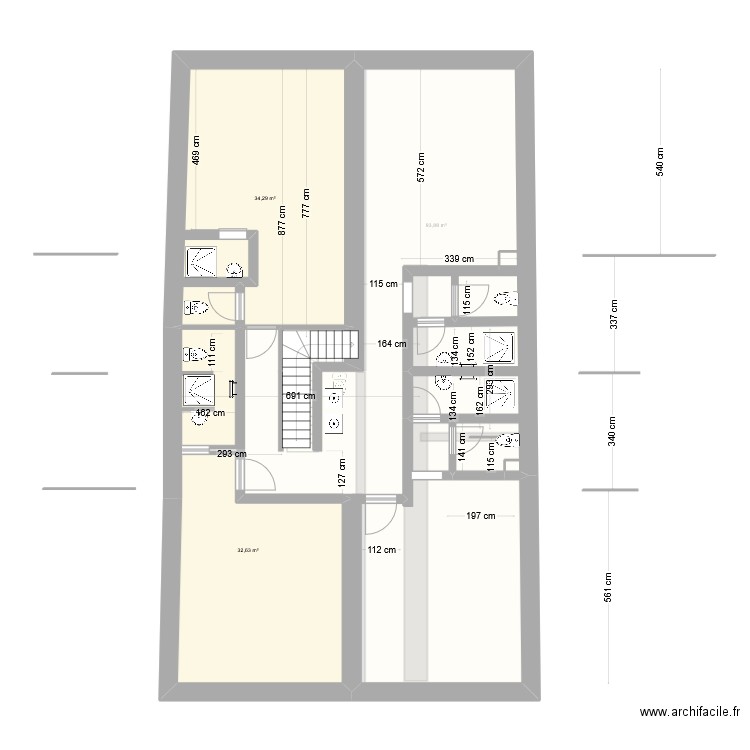 plan logement 1 etage ( dessus Richard ). Plan de 5 pièces et 227 m2