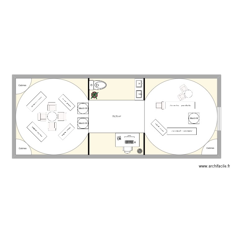 armani. Plan de 1 pièce et 80 m2