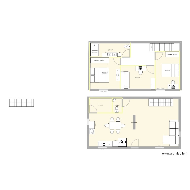 Maison Arnaud Alexis. Plan de 7 pièces et 91 m2