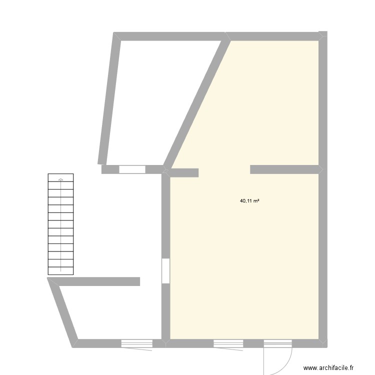 1er etage. Plan de 1 pièce et 40 m2