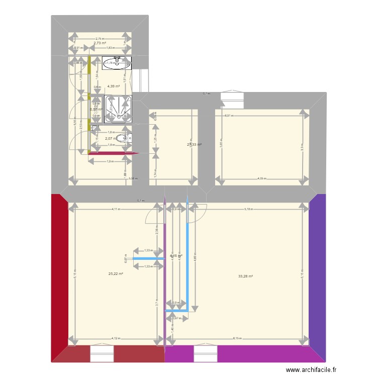 Indivision,RdC-2. Plan de 8 pièces et 100 m2