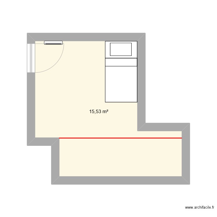 chambre vierge. Plan de 1 pièce et 16 m2