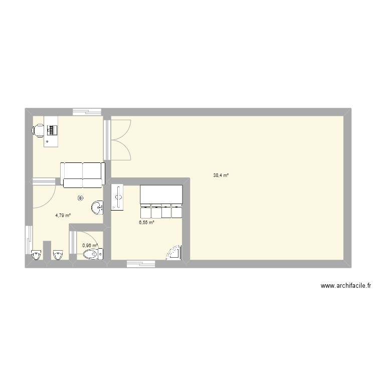 garage . Plan de 4 pièces et 51 m2