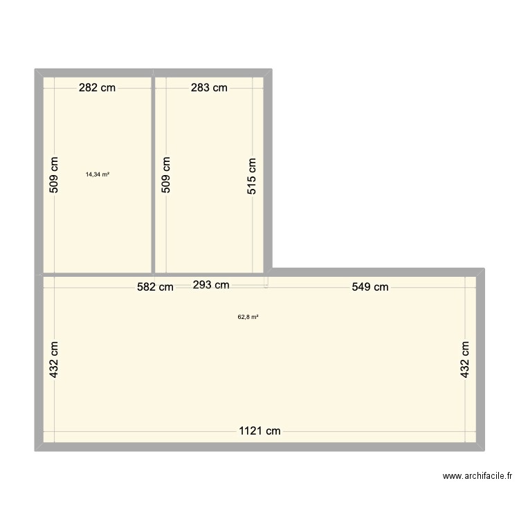 150M2. Plan de 2 pièces et 77 m2