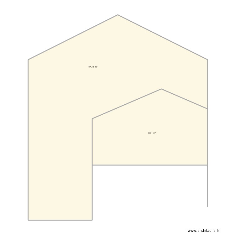 Tchiengang - Façades. Plan de 2 pièces et 120 m2