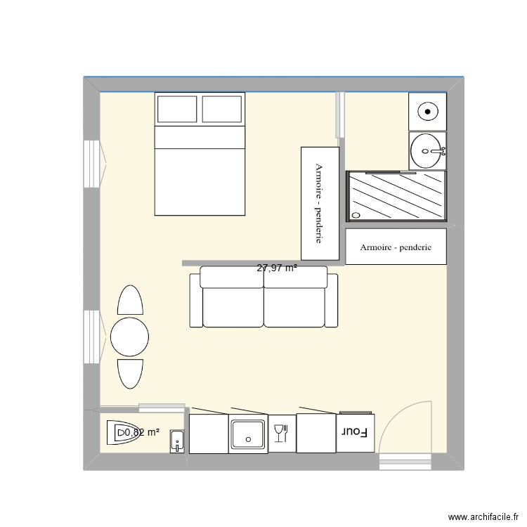 55 Cherche midi v4. Plan de 2 pièces et 29 m2