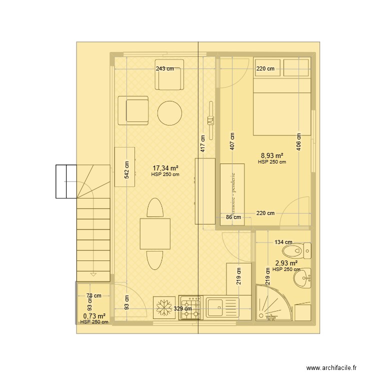 BUNGALOW. Plan de 4 pièces et 30 m2