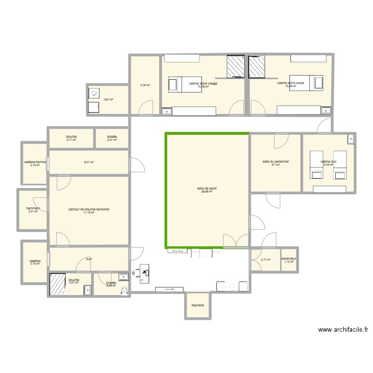 Barbosa Logan. Plan de 20 pièces et 141 m2