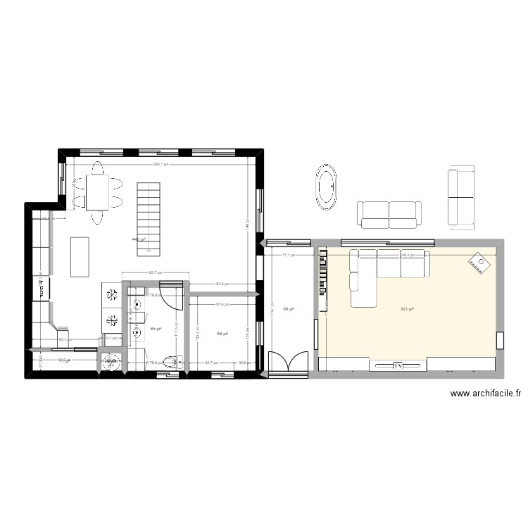 Maison Rénover. Plan de 7 pièces et 92 m2