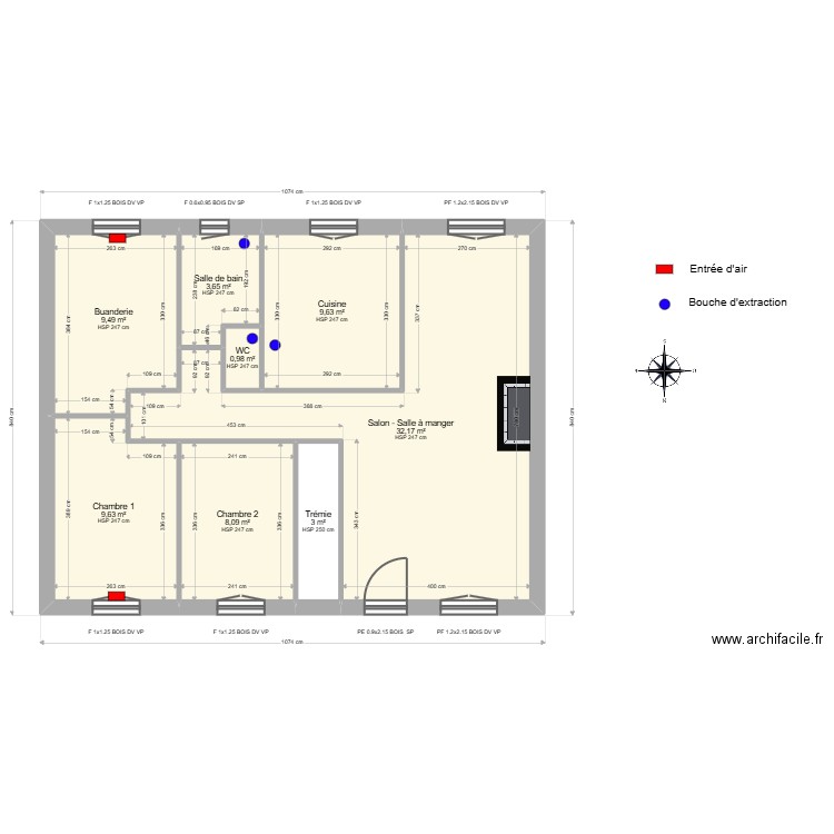 ML24017599. Plan de 8 pièces et 77 m2