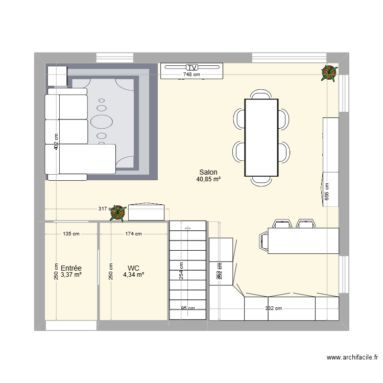 KAIA RDC. Plan de 3 pièces et 49 m2