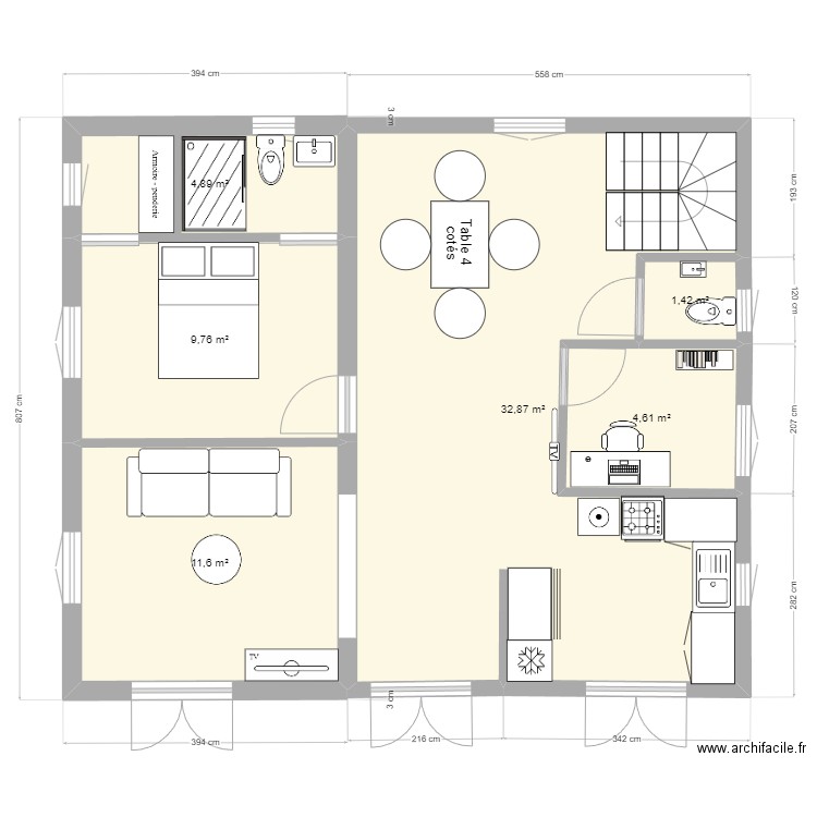 Jean-Marc JAUNE - Projet. Plan de 6 pièces et 65 m2