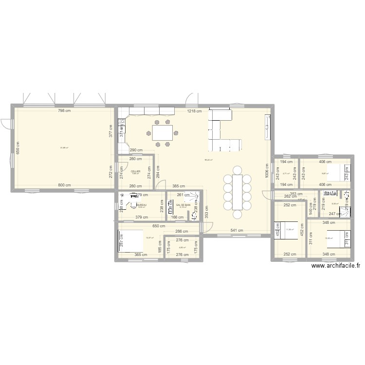 maison ardoix. Plan de 13 pièces et 230 m2