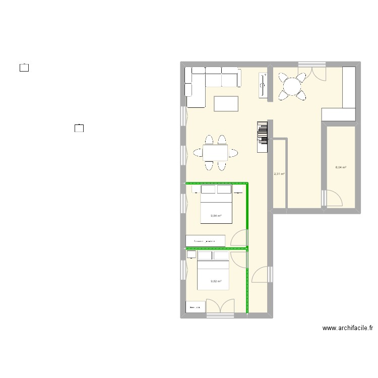 Sylvie 2. Plan de 5 pièces et 78 m2