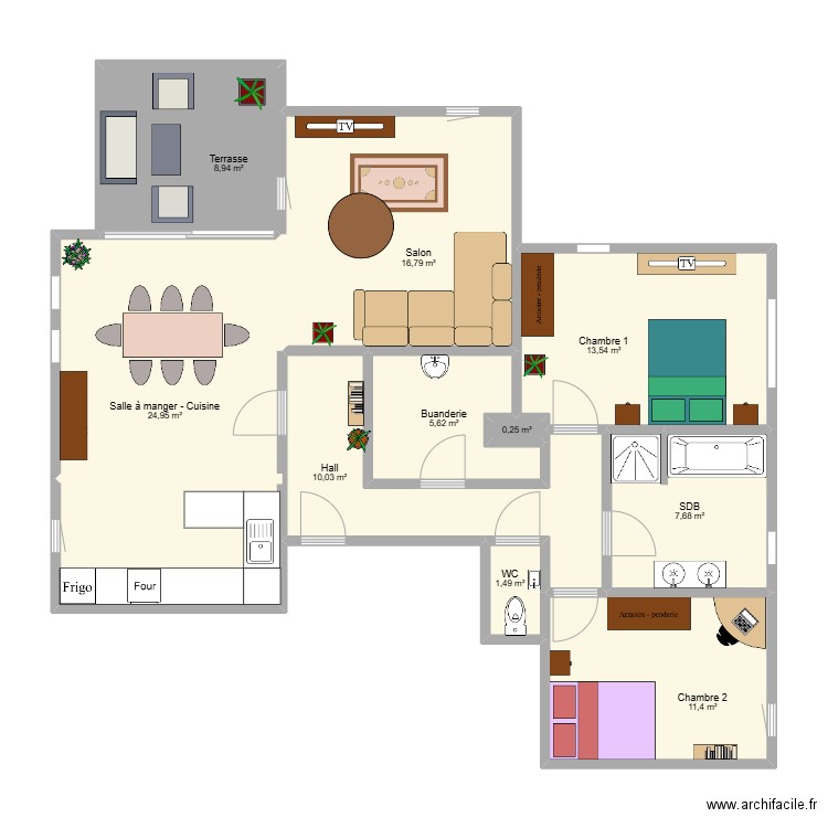 Plan 214 boite 12. Plan de 10 pièces et 101 m2