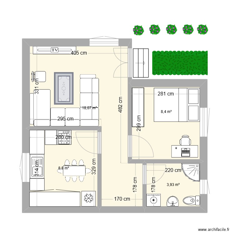 Plan Maison LOGHRIS. Plan de 4 pièces et 39 m2