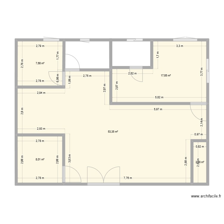 maison 2. Plan de 5 pièces et 89 m2