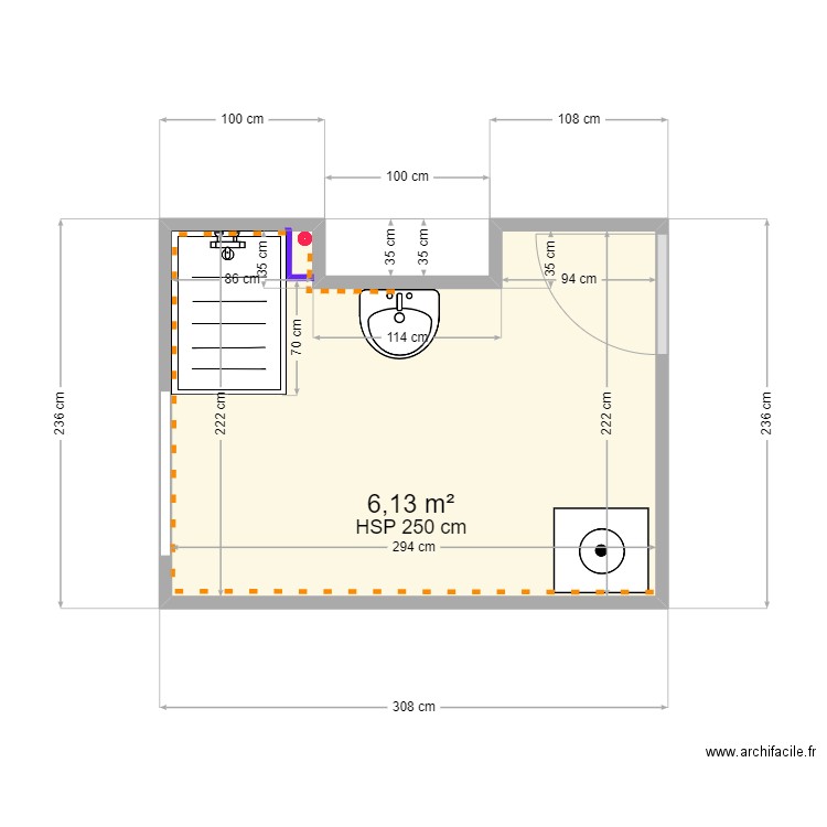 bouhier. Plan de 1 pièce et 6 m2