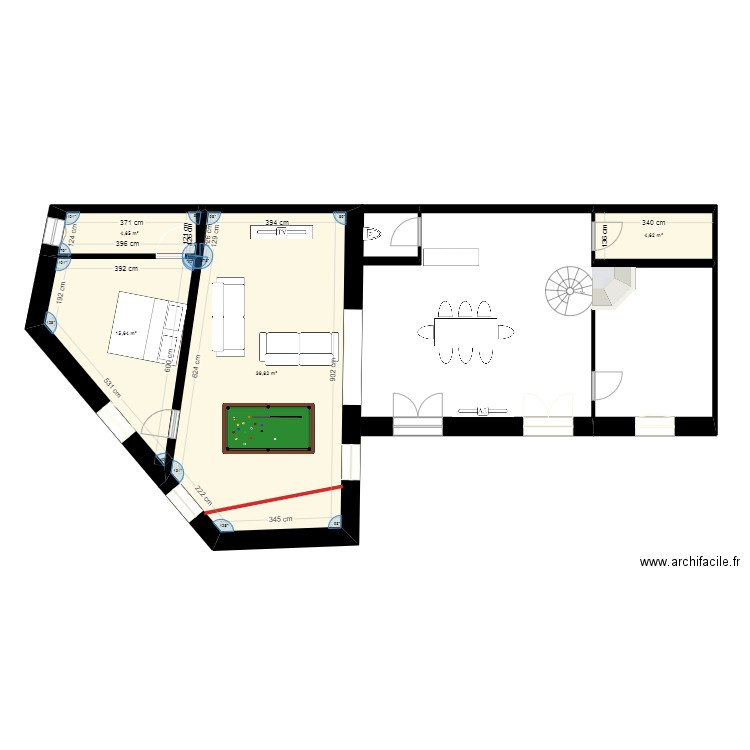 plan 001. Plan de 5 pièces et 65 m2