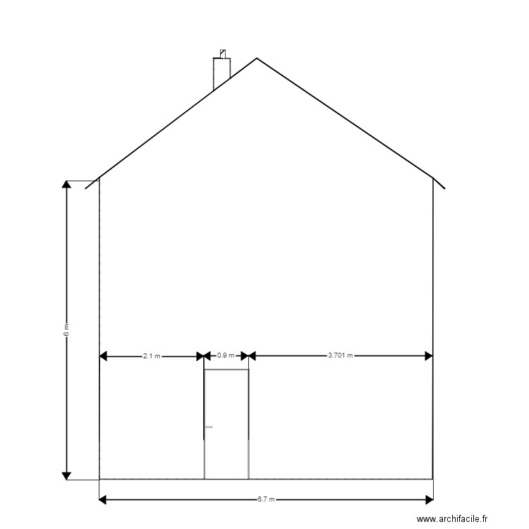 vue de coupe avant. Plan de 2 pièces et 48 m2