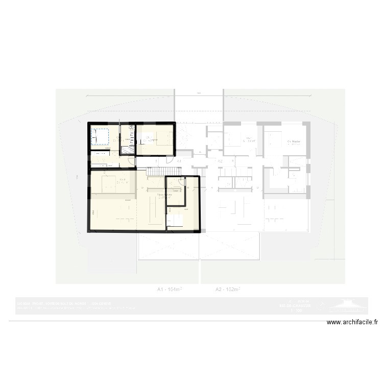 Boutdumonde. Plan de 6 pièces et 126 m2