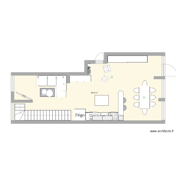 Plan 1. Plan de 1 pièce et 51 m2