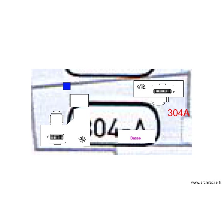 Bureau 304 1 bureau avec retour 1 bureau droit. Plan de 0 pièce et 0 m2