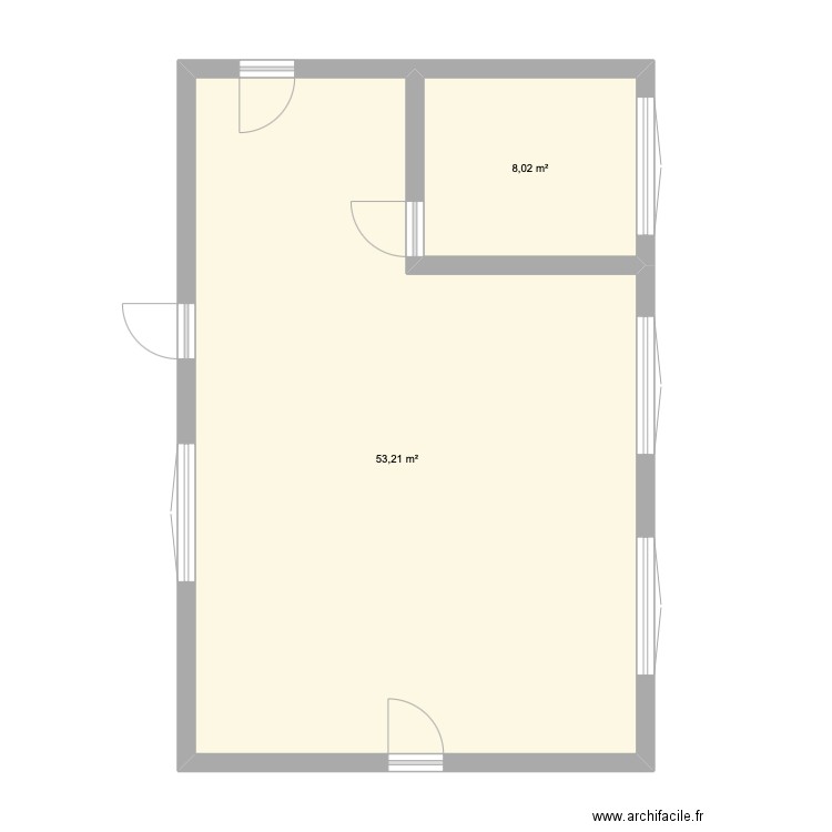 SME. Plan de 2 pièces et 61 m2